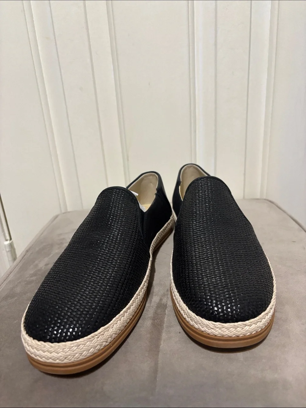 Call It Spring Black Men Slip-On Woven Espadrille Loafers